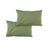 Bloomington Pair of Solid Colour Microfiber Standard Pillowcases 48x73cmx15cm (Flap) Olive