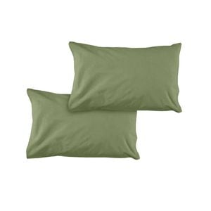Bloomington Pair of Solid Colour Microfiber Standard Pillowcases 48x73cmx15cm (Flap) Olive