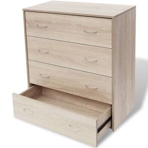 vidaXL Sideboard with 4 Drawers Oak Colour Living Room Cabinet Home Organiser