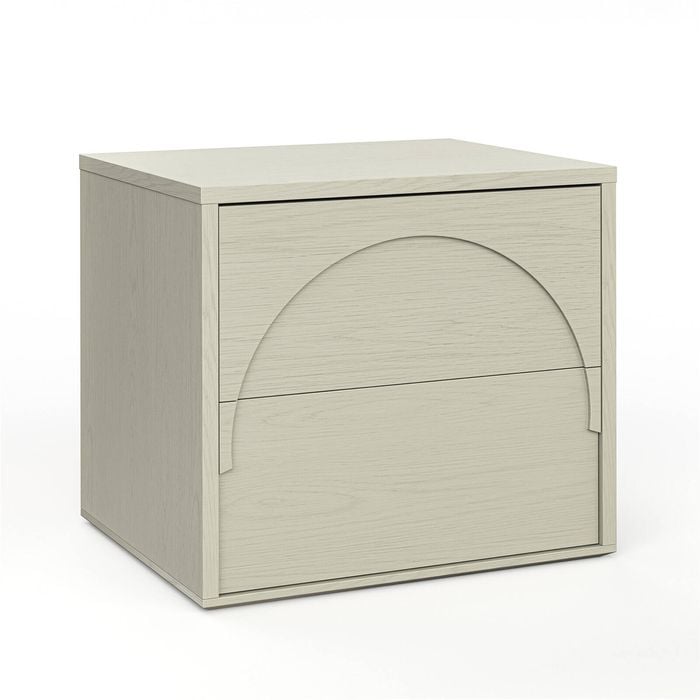 Aurora 2 Drawer Arch Bedside Table in Putty Oak