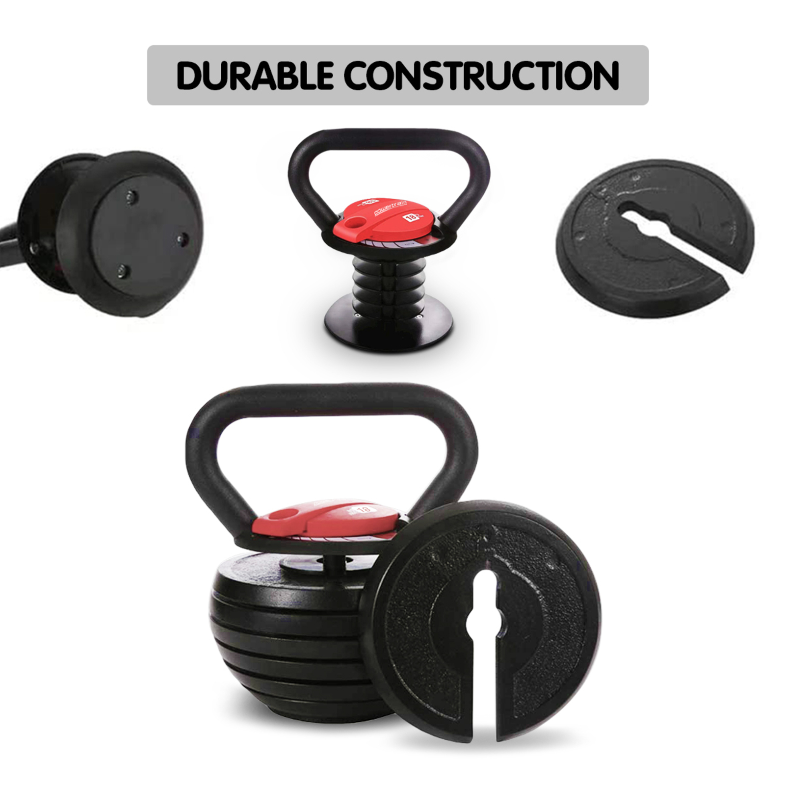 2x Powertrain Adjustable Kettle Bell Weights Dumbbell 18kg Bunnings Australia