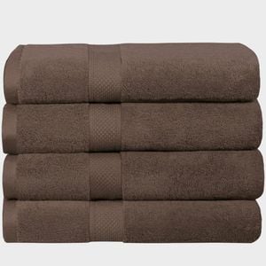 LINENOVA 4PCS 100% Cotton Extra Large Soft Bath Towels Sheets Set - Chocolate