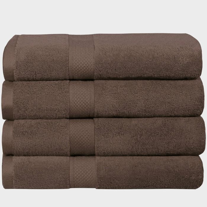 LINENOVA 4PCS 100% Cotton Extra Large Soft Bath Towels Sheets Set - Chocolate