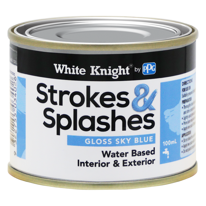 White Knight 100ml Sky Blue Strokes And Splashes Paint