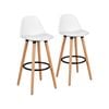 Costway 2x Bar Stools Dining Chairs Upholstered Wood Leg