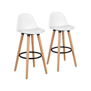 Costway 2x Bar Stools Dining Chairs Upholstered Wood Leg