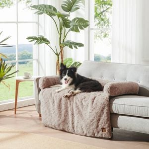 Charlie's VIP Lush Faux Fur Bolster Sofa Protector Calming Dog Bed Natural Large