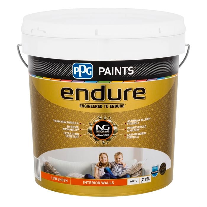PPG Paints Endure 15L White Low Sheen Interior Wall Paint