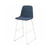 Olg Sofia Bar Stool White Sled Base Navy Vinyl Upholstered Seat
