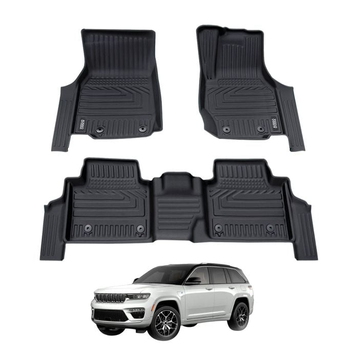 AUSGO Car Floor Mats for Jeep Grand Cherokee L WL Series 7-Seat 2021-Onwards All-Weather Floor Liners