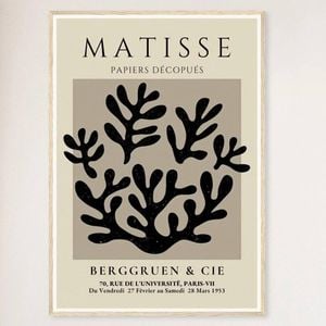 Galrie Henri Matisse Exhibition Print - Captivating Art at Berggruen & Cie (Black), Wood Frame, A3 30 x 42cm (12 x 16inch)