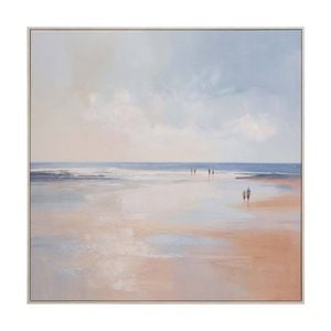 Lvd Hand-finished Wood Framed Canvas Beach Walk Print Home Decor 100x100cm