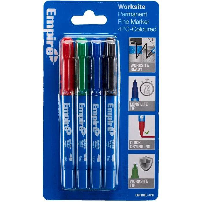 Empire Coloured Fine Marker Pens - 4 Pack