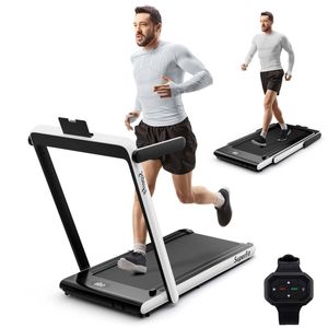 Costway 2 In 1 Electric Treadmill Folding Incline Running Machine W/led Display&bluetooth Speaker Home White