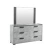 Dressing Chest With 6 Storage Drawers MDF Mirror Combination of Black & Cement Colour