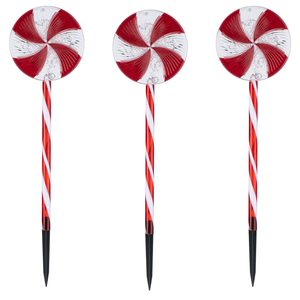 Arlec 46cm Battery Operated Candy Swirl Stake Light - Pack of 3