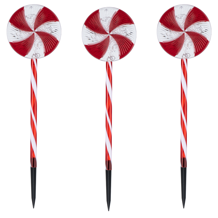 Arlec 46cm Battery Operated Candy Swirl Stake Light - Pack of 3
