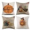 Catzon 4 Pcs Autumn Throw Pillow Covers Linen Thanksgiving Day Decor-Set 5