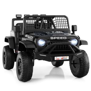 Costway 24V Ride On Car Kid Battery Powered Remote Music LED-Black
