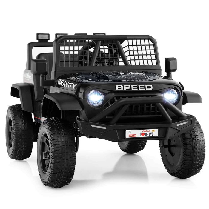 Costway 24V Ride On Car Kid Battery Powered Remote Music LED-Black