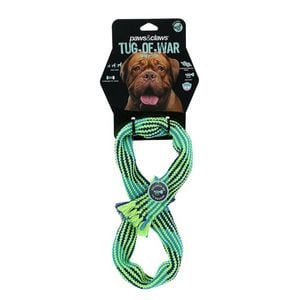 Paws & Claws Tug-Of-War Infinity Rope W/ Squeakers 33cm Blue/Green