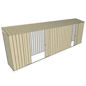 Build-a-Shed 0.8 x 6 x 2m Skillion Shed with Double and Single Sliding Side Doors - Cream
