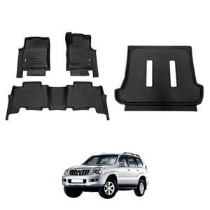 AUSGO Floor Mats & Boot Liner Set for Toyota Landcruiser Prado 120 Auto Trans VX & Grande 2003-2009 Car Floor Liners Cargo Mat