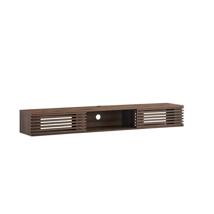 Clancy Wall Mount Entertainment TV Unit Floating 2 Doors 180cm Walnut