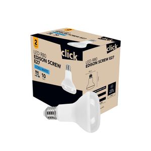 Click R80 ES LED 800lm Cool White 10W Globe - 2 Pack