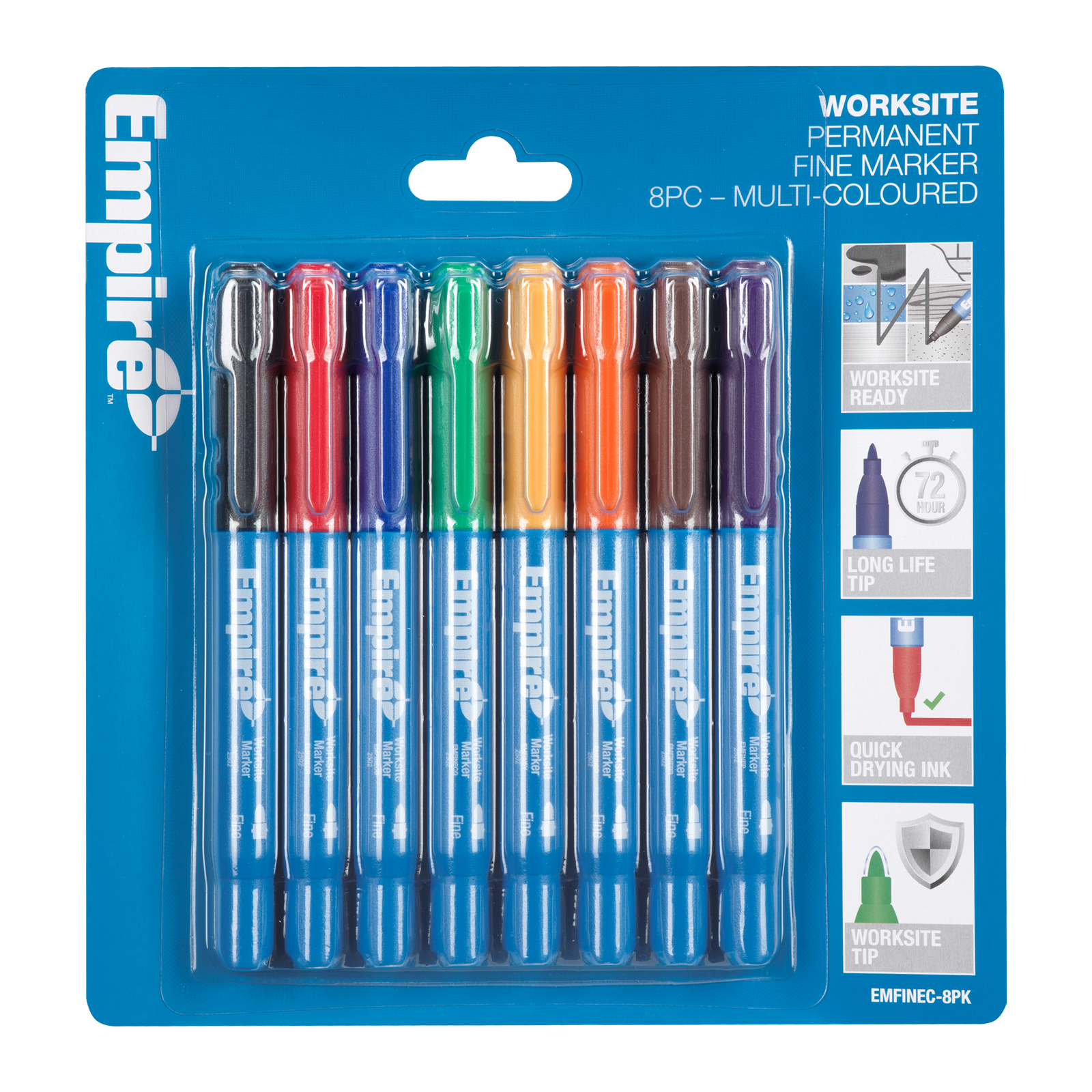 Empire 8-Piece Multi-Coloured Permanent Marker Pack