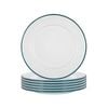 Argon Tableware 25.5cm Enamel Dinner Plates - Green Rim - Set Of 6 - 10inch Large Dish Plates Metal Enamel Tableware Dinner Set