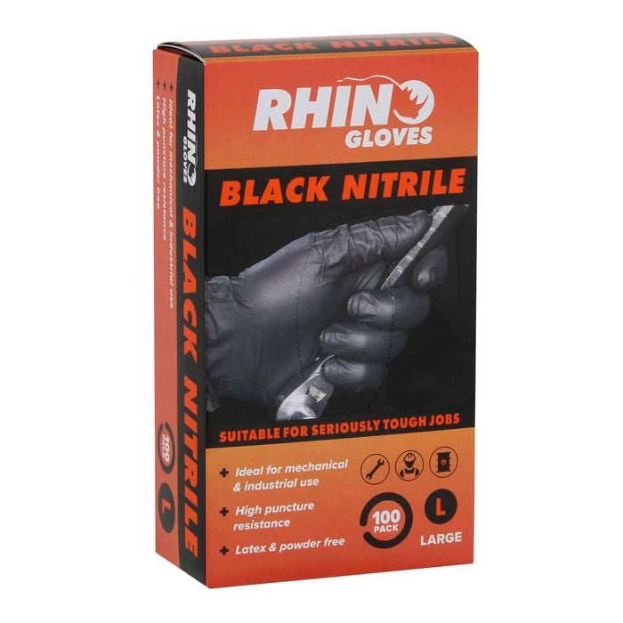 Rhino Gloves Nitrile Large Disposable Gloves - 100 Pack
