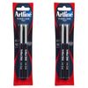 2x 2pc Artline Fineline 200 Fine 0.4mm Line Width School Drawing Writing Pen Blk