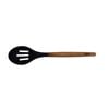St. Clare Black Silicone Slotted Spoon w/Acacia Handle Kitchen Utensil 35cm