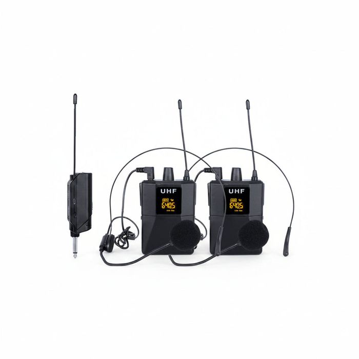 E-Lektron U-2BH Dynamic UHF 20 Channels Tunable Universal 2 Wireless bodyback Headset Microphone Plug Receiver