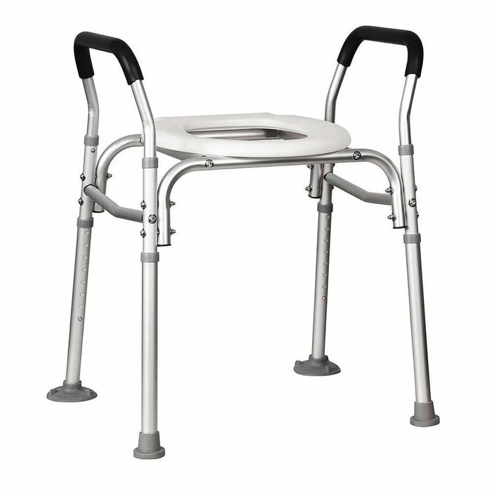 Adjustable Over Toilet Support Frame with Safety Rail, 110kg Capacity, for Elderly and Disabled