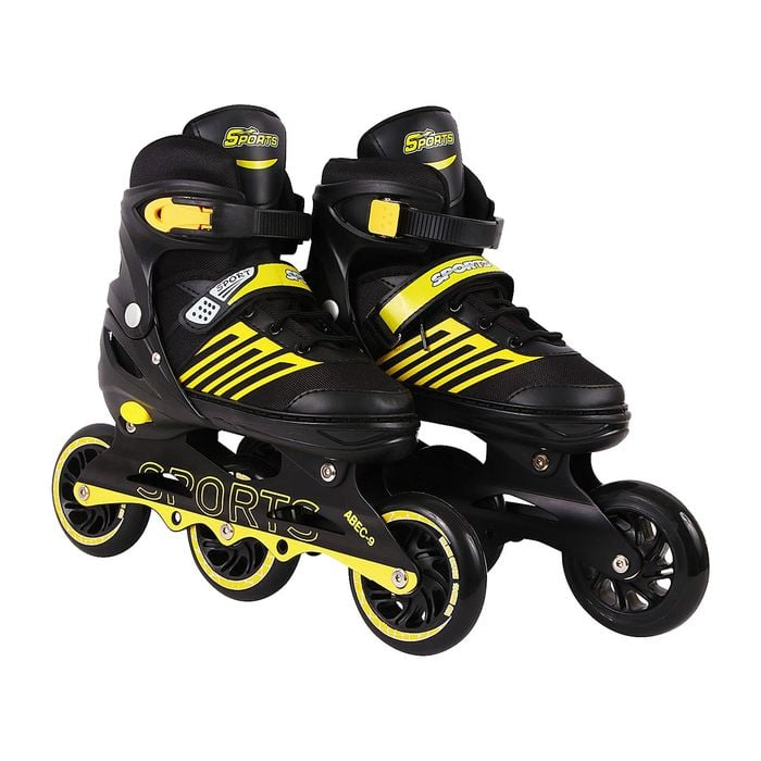 Veera 747 Adjustable Yellow Inline Skates with 100 MM PU Wheel(Size-M)