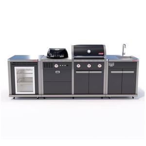 Coleman Revolution Dual Fuel Kitchen With Sink And Fridge Modules - Black Gloss