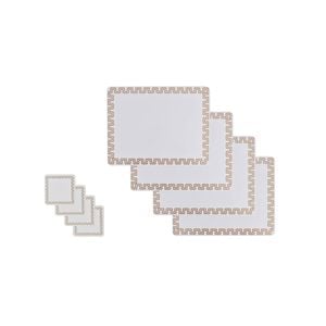 Clevinger 8 pcs MDF Placemats and Coasters Gold Border