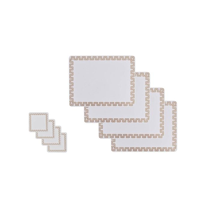 Clevinger 8 pcs MDF Placemats and Coasters Gold Border