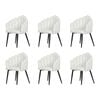 Familand Dining Chairs Set of 6 Padded Seat Kitchen Living Room Chair Velvet in White