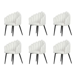 Familand Dining Chairs Set of 6 Padded Seat Kitchen Living Room Chair Velvet in White