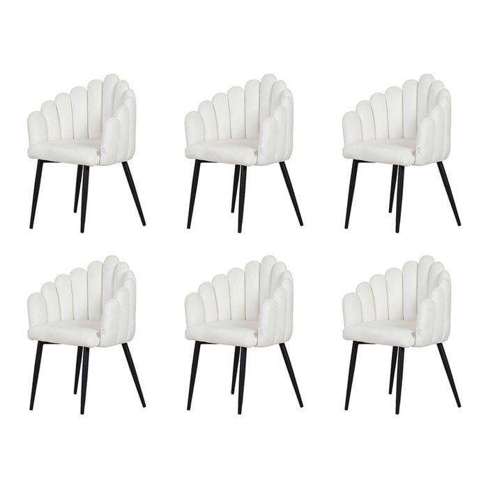 Familand Dining Chairs Set of 6 Padded Seat Kitchen Living Room Chair Velvet in White