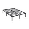 Foret Double Metal Bed Frame Slat Mattress Foundation 15.75" Storage Space Black