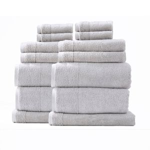 14pc Renee Taylor Aireys Bath/Hand Towel Set Zero Twist Cotton 650 GSM Vapour