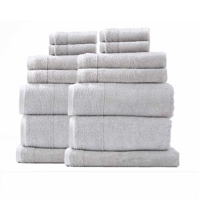 14pc Renee Taylor Aireys Bath/Hand Towel Set Zero Twist Cotton 650 GSM Vapour