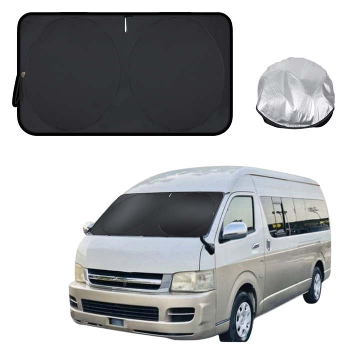 Front Windscreen Sun Shade for Toyota Hiace Van 2005 - 2018 (Crew) - S 150 x 85 cm - Black