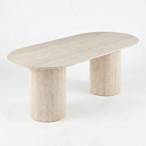Aegean 200cm Oval Dining Table Travertine Beige