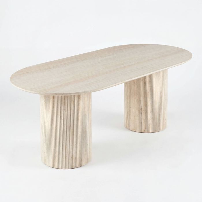 Aegean 200cm Oval Dining Table Travertine Beige