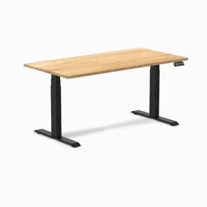 Desky Dual Sit to Stand White Oak Hardwood Desk 150x75cm Matte Black Frame
